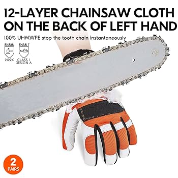 DAMNGOOD　D.G.F Vgo 1Pair Chainsaw Gloves, 12-Layer Chainsaw Protection on